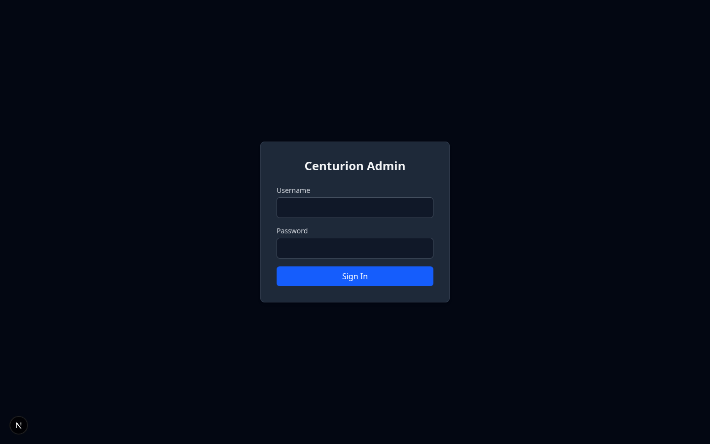 Login page